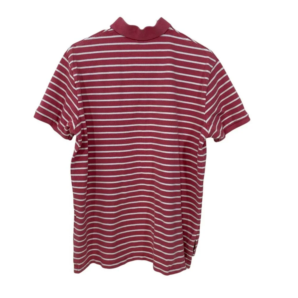 POLO by RALPH LAUREN Men's XL Custom Fit Polo Shirt Striped Burgundy Blue‎ Rider